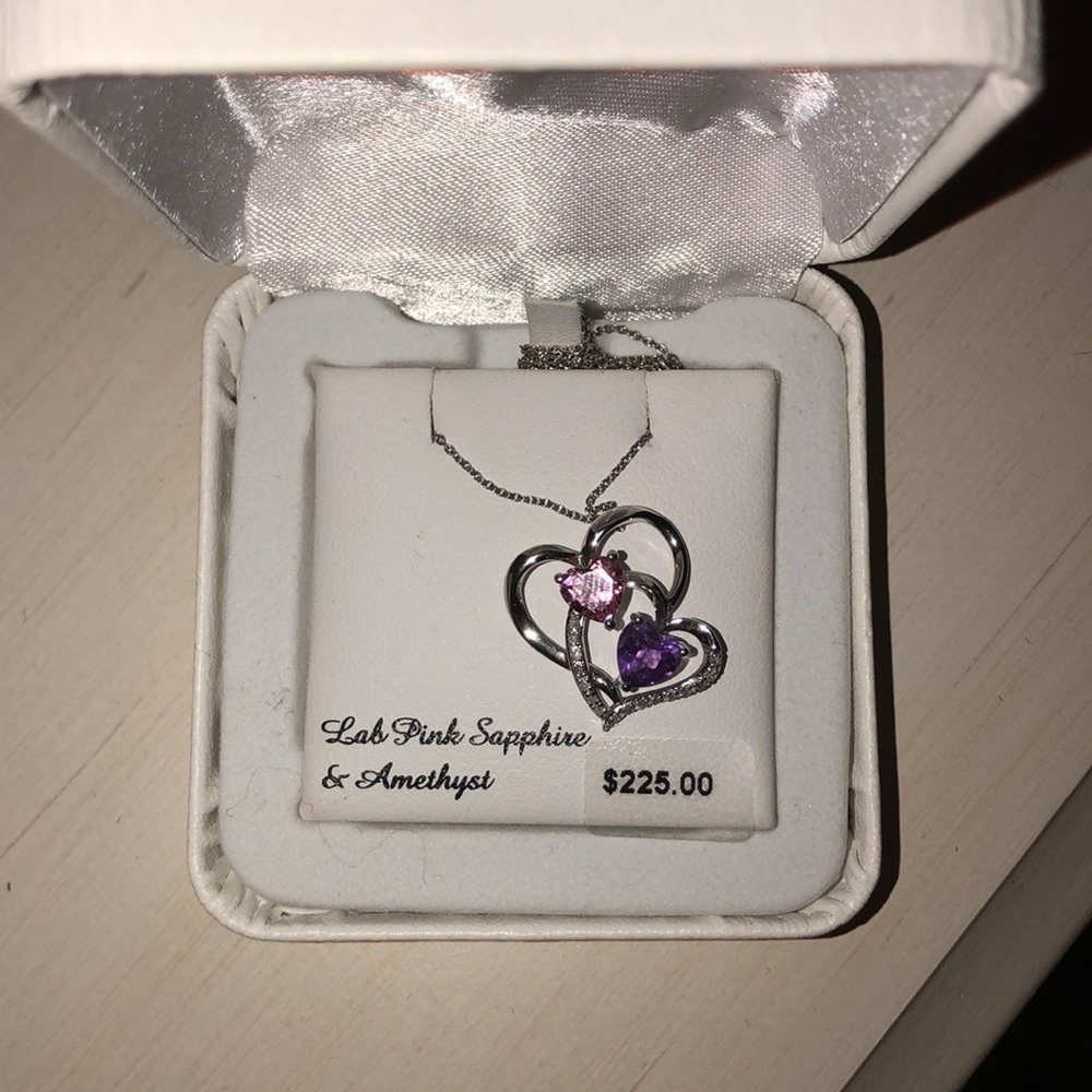 Lab Pink Sapphire & Amethyst Necklace